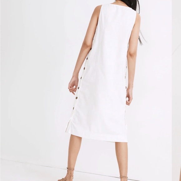 Madewell White Button-Side Linen Midi Dress - Picture 3 of 6